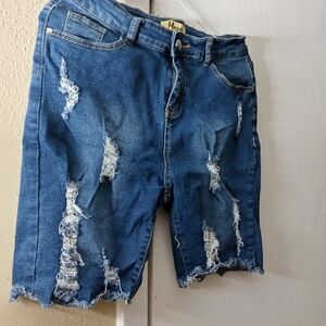 Distressed Denim Shorts
